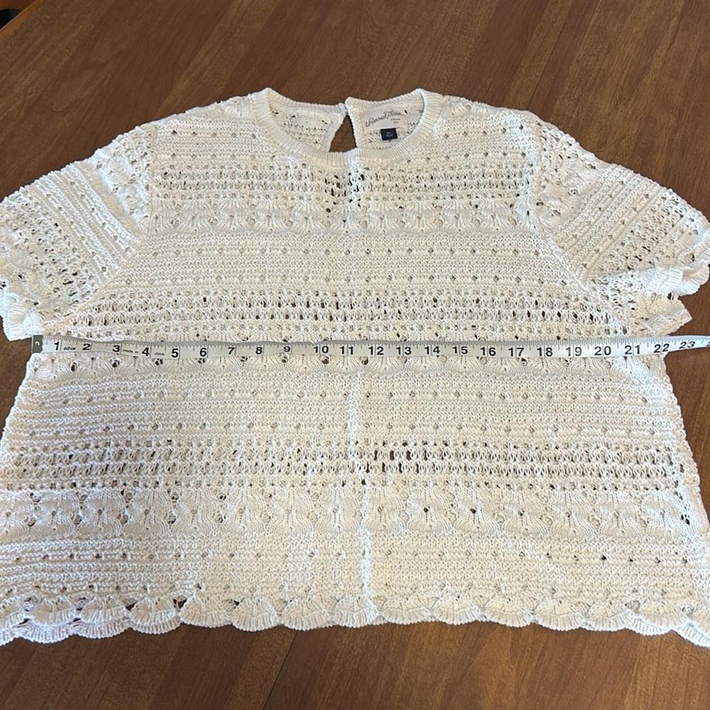 Universal Thread Cream Crochet Short Sleeve Pullover - Picture 6 of 7